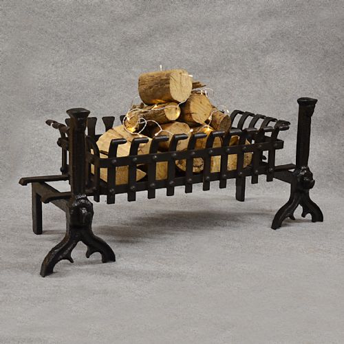 Antique Fire Basket Chimney Hearth Fireplace Iron Grate C1900