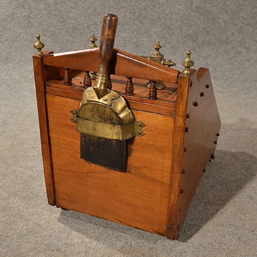 fig 2. Antique Log Bin Coal Purdonium Fire Side Hearth Store Arts & Crafts Walnut c1900