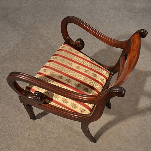 fig 2. Antique Scroll Arm Study Desk Elbow Side Chair Quality English Regency c1830