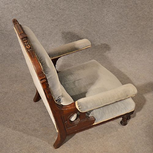 fig 2. Antique Armchair Walnut Club Lounge Salon Easy Chair English Victorian c1900