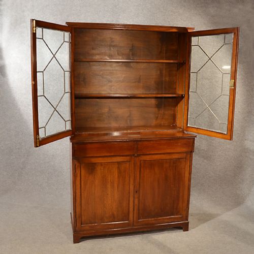 fig 3. Antique Oak Display Bookcase Cabinet Quality English Edwardian c1910
