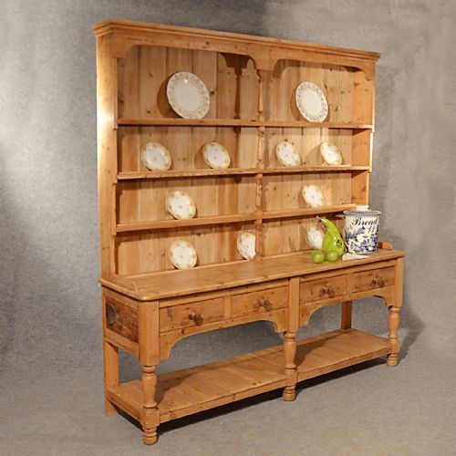 Antique Large Victorian Pine Dresser Welsh Country Kitchen Display Rack C1900