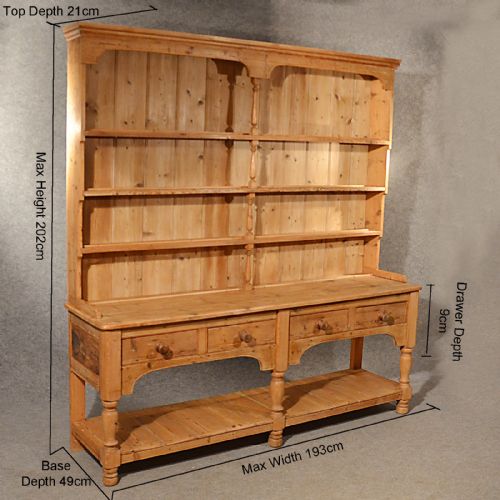 fig 1. Antique Large Victorian Pine Dresser Welsh Country Kitchen Display Rack c1900