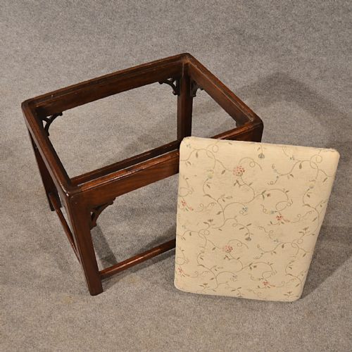 fig 3. Antique Dressing Music Fireside Stool Footstool Mahogany English Victorian c1900