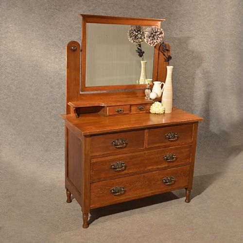 Antique Oak Dressing Table Vanity Chest of Drawers English Edwardian C1910