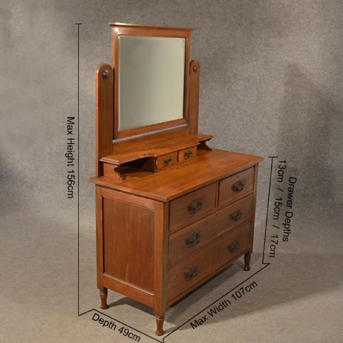 fig 1. Antique Oak Dressing Table Vanity Chest of Drawers English Edwardian c1910