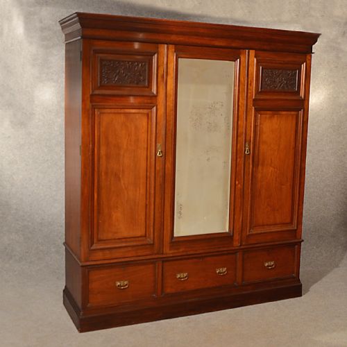 Antique Wardrobe Walnut Linen Press Armoire Compactum English Victorian C1900