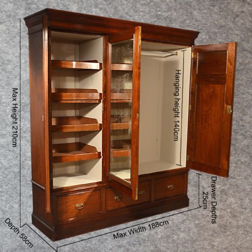 fig 1. Antique Wardrobe Walnut Linen Press Armoire Compactum English Victorian c1900
