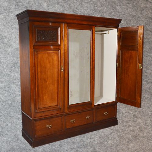 fig 2. Antique Wardrobe Walnut Linen Press Armoire Compactum English Victorian c1900