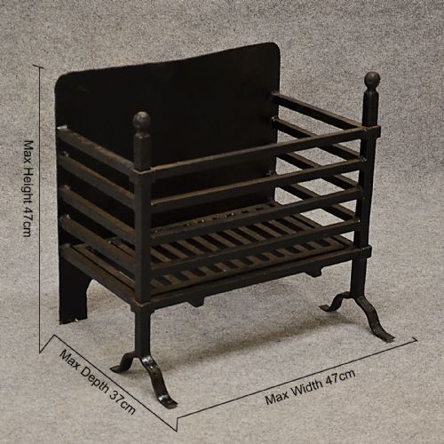fig 1. Antique Deep Fire Basket Chimney Hearth Fireplace Iron Grate c1900