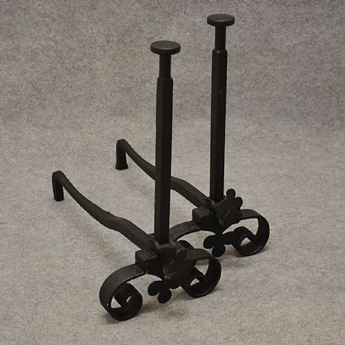 Antique Fire Dogs Andirons Chimney Hearth Fireplace Iron Grate Rests C1900