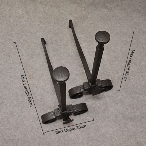 fig 1. Antique Fire Dogs Andirons Chimney Hearth Fireplace Iron Grate Rests c1900
