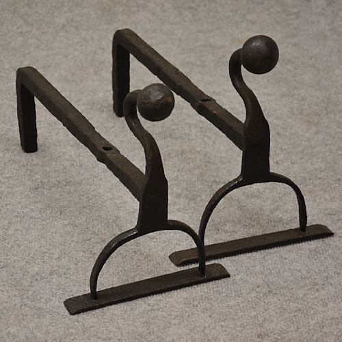 Antique Fire Dogs Andirons Chimney Hearth Fireplace Iron Grate Rests C1900