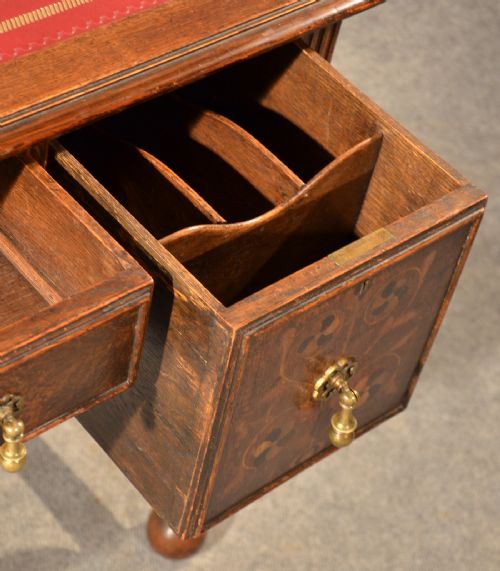 fig 2. Antique Oak Desk Leather Quality Library Writing Table English Victorian c1880
