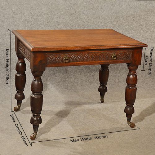 fig 1. Antique Desk Library Writing Table Victorian English Carved Oak c1880