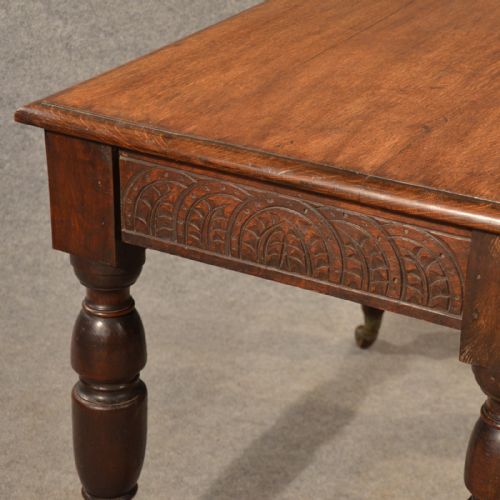 fig 2. Antique Desk Library Writing Table Victorian English Carved Oak c1880