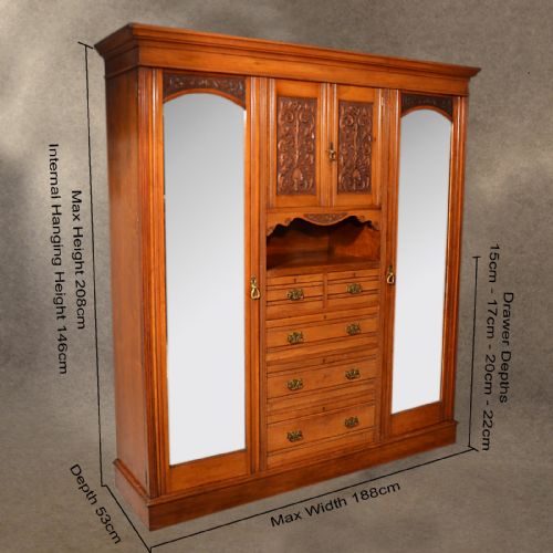 fig 1. Antique Wardrobe Walnut Linen Press Armoire Compactum English Victorian c1900