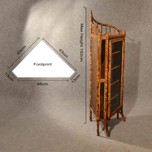 fig 1. Antique Corner Cupboard Display Cabinet Bookcase Original Victorian Bamboo c1880