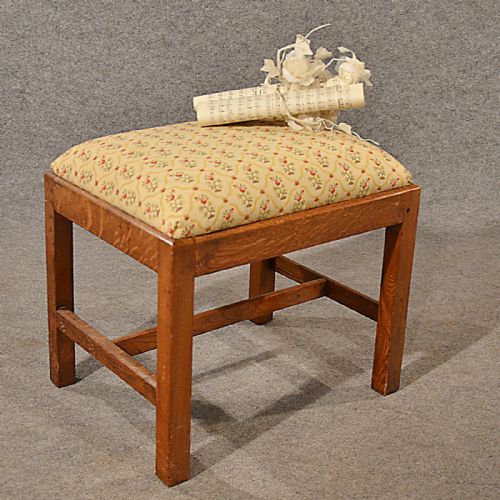 Antique Dressing Music Fireside Stool Footstool English Oak Victorian C1900