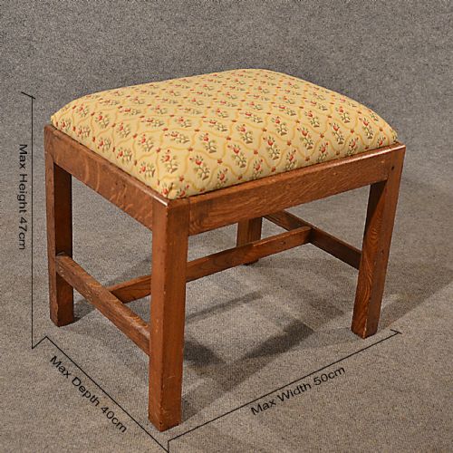 fig 1. Antique Dressing Music Fireside Stool Footstool English Oak Victorian c1900