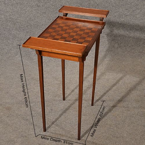 fig 1. Antique Chess Table Games Lamp Wine Side Mahogany English Edwardian c1910