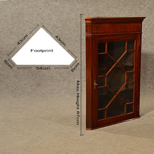 fig 1. Antique Corner Cupboard English Victorian Wall Cabinet Astragal Glazed c1900