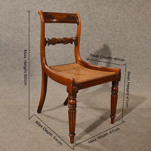 fig 1. Antique Pair Dining Side Chairs Quality Bergere Mahogany English Regency c1830