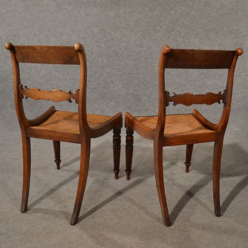 fig 2. Antique Pair Dining Side Chairs Quality Bergere Mahogany English Regency c1830