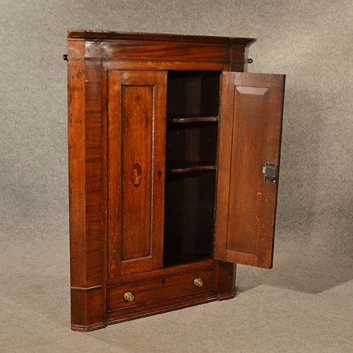 fig 2. Antique Oak Corner Cupboard Quality Large English Georgian Display Cabinet c1780