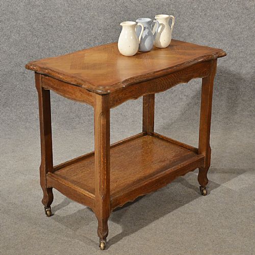 Antique Oak Serving Tea Trolley Art Deco Vintage Butlers Buffet Table C1930