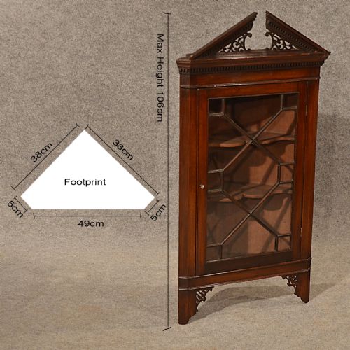 fig 1. Antique Corner Cupboard English Victorian Wall Cabinet Astragal Glazed c1900