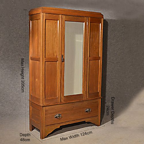 fig 1. Antique Wardrobe Oak English Edwardian Mirror Door Ray & Miles Liverpool c1910