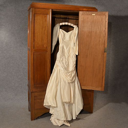 fig 2. Antique Wardrobe Oak English Edwardian Mirror Door Ray & Miles Liverpool c1910