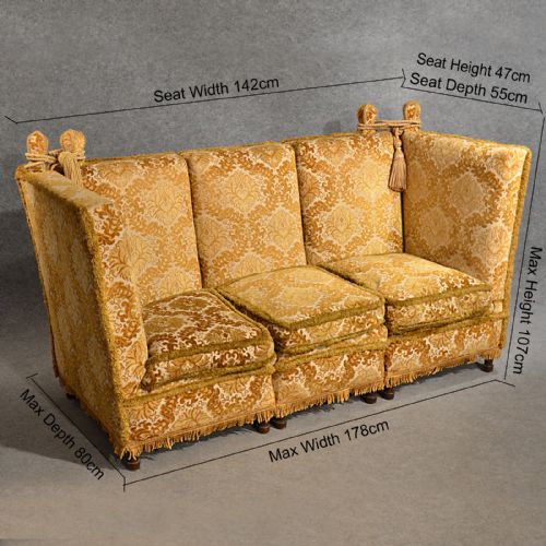 fig 1. Antique Knole Sofa Couch Settee Large 3 Seater & Day Bed English Victorian c1900