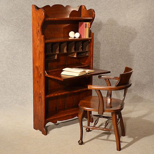 Antique Bureau Writing Study Desk Bookcase Oak English Victorian C1900