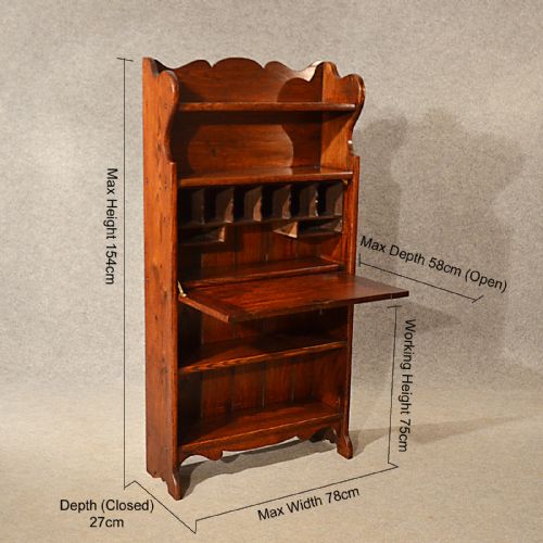 fig 1. Antique Bureau Writing Study Desk Bookcase Oak English Victorian c1900