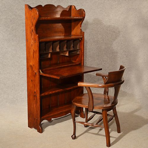fig 2. Antique Bureau Writing Study Desk Bookcase Oak English Victorian c1900