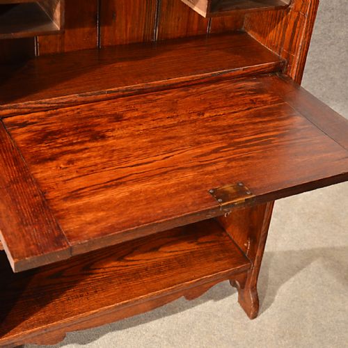 fig 3. Antique Bureau Writing Study Desk Bookcase Oak English Victorian c1900