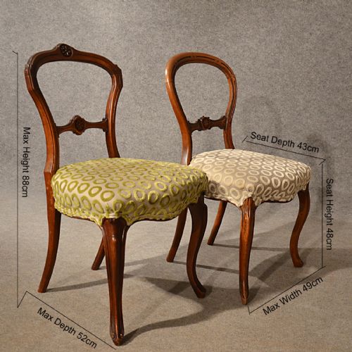 fig 1. Antique Dining Chairs Set 6 Walnut & Mahogany Balloon Back Quality English c1870