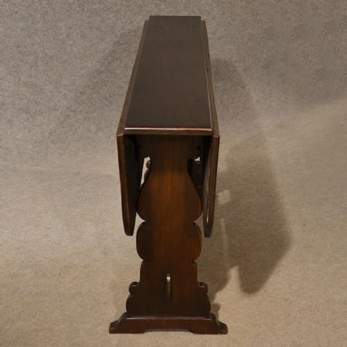 fig 2. Antique 5' Oak Kitchen Dining Table Narrow Dropleaf Flap Six Seat English c1910