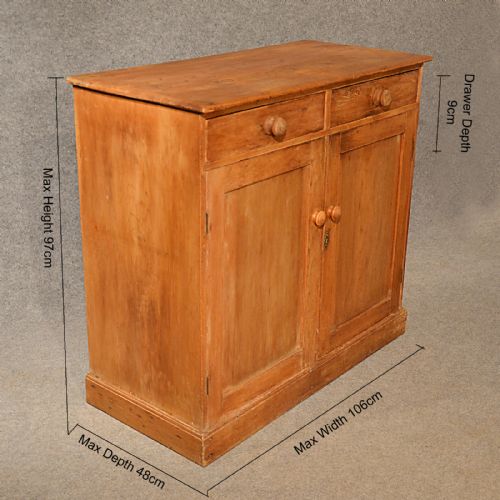 fig 1. Antique Pine Cabinet Cupboard Dresser Base Original English Victorian c1900