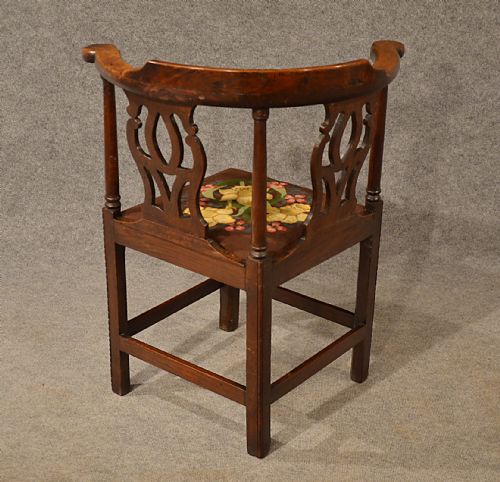 fig 3. Antique Oak Corner Side Elbow Chair Quality Needlepoint English Georgian c1800