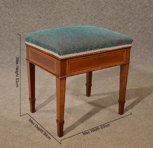 fig 1. Antique Music Piano Stool Seat With Storage Top Quality English Edwardian c1910
