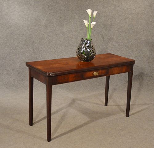 Antique Side Dining Card Fold Over Hall Table Large 4' English Georgian C1800