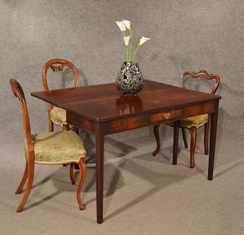 fig 1. Antique Side Dining Card Fold Over Hall Table Large 4' English Georgian c1800