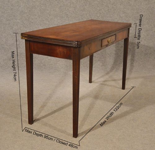 fig 2. Antique Side Dining Card Fold Over Hall Table Large 4' English Georgian c1800