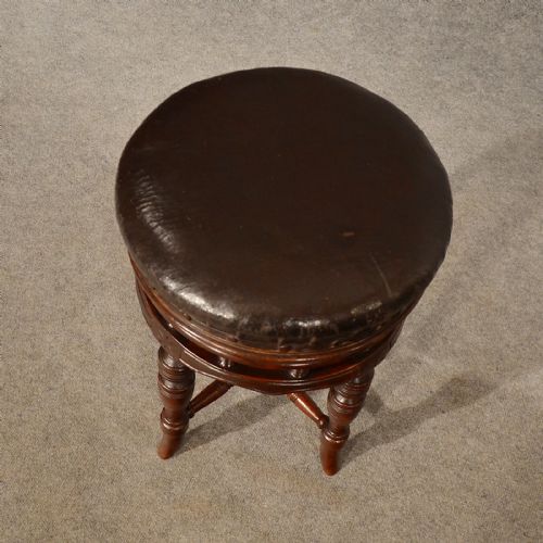 fig 2. Antique Music Piano Stool Walnut Adjustable Height Seat English Victorian c1880