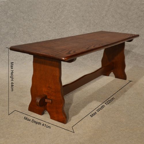 fig 1. Antique Oak Bench 4' Settle Pew Wide Seat Quality English Late Edwardian c1910