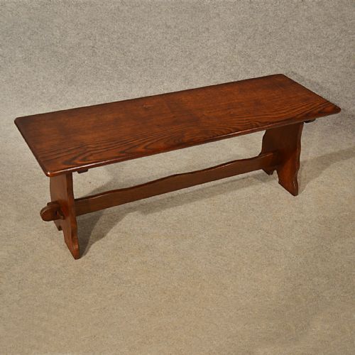 fig 2. Antique Oak Bench 4' Settle Pew Wide Seat Quality English Late Edwardian c1910