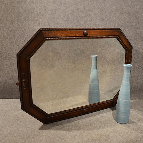 Antique Oak Mirror Overmantle English Edwardian Quality Bevelled Glass C1910